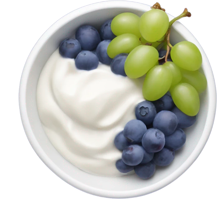 yoghurt bowl with grapes and blueberries emoji