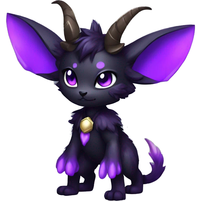Anthro-Edgy-Black-Purple-Contrast-Colors-Fantasy-Fur-Sona-Chibi-Shiny-Fakémon-Hybrid with horns full body emoji