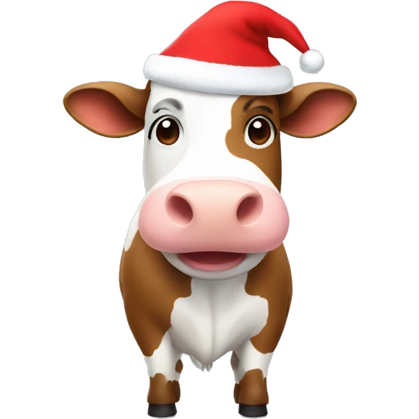 cow with christmas hat emoji