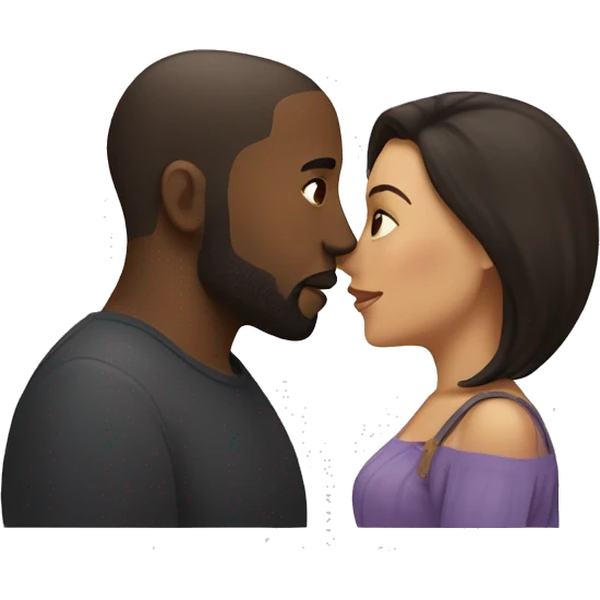 BLACK Man with dark VERY SHORT hair WITH beard kissing HISPANIC woman with long STRAIGHT brown hair emoji