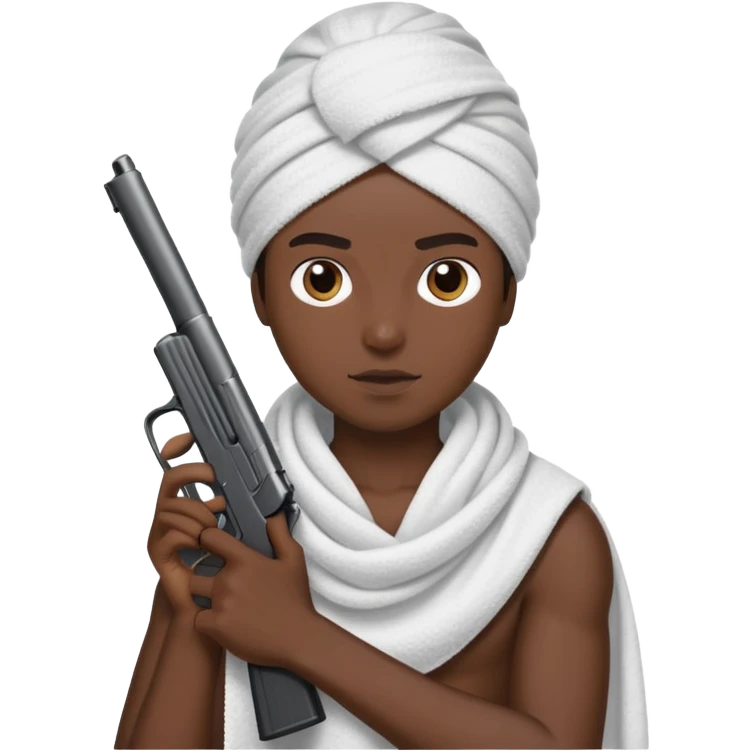 Terrorist with head towel holding gun emoji