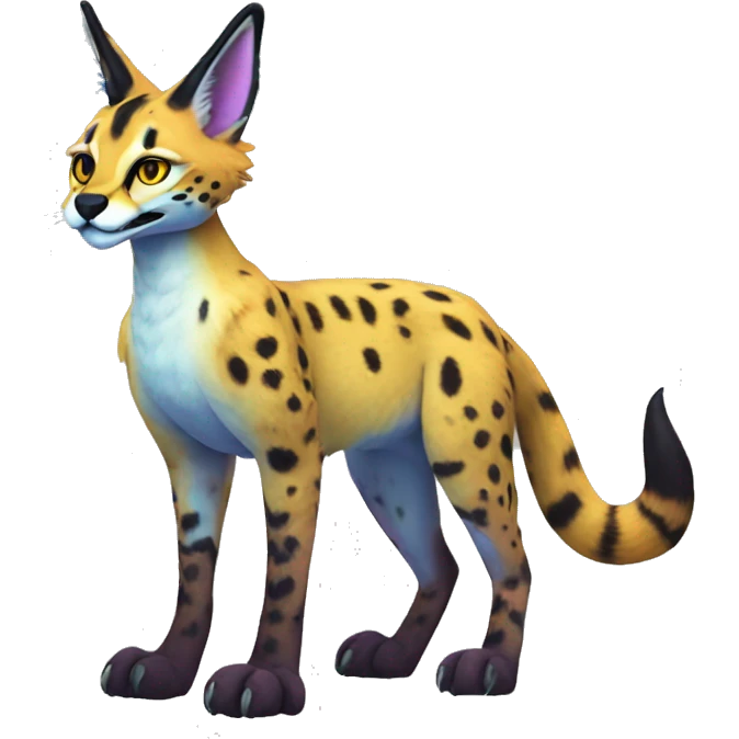 Epic Colorful Sergal-Serval-Vernid full body emoji