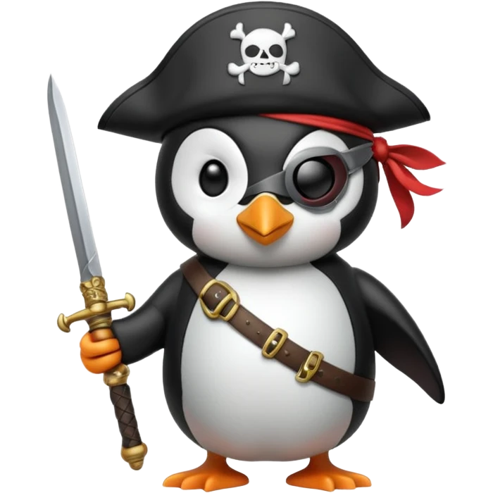 Penguin pirate emoji