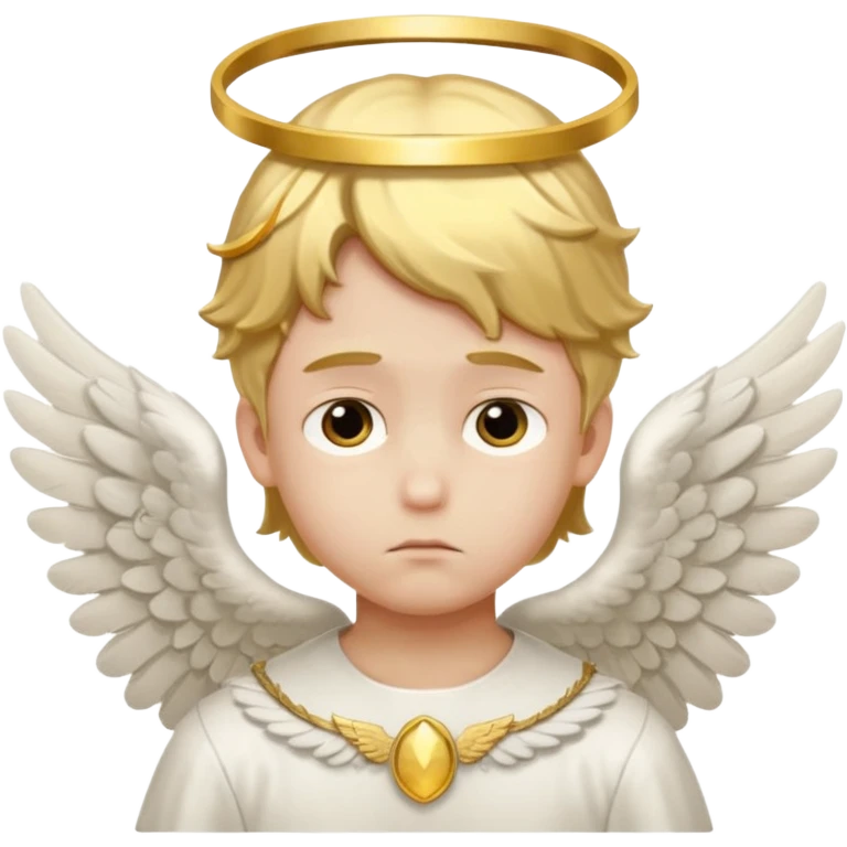 boy angel , sad, white wings, golden ring emoji