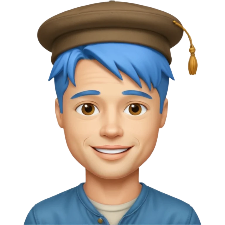 brad pitt, blue hair, hat emoji