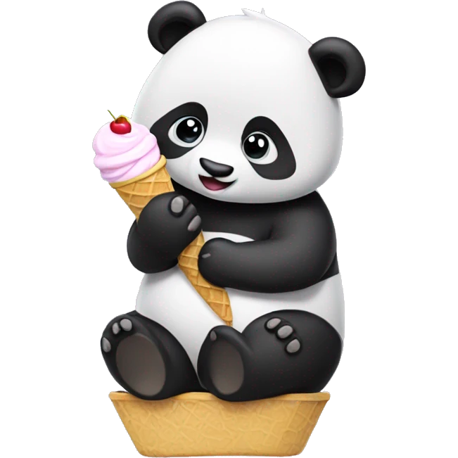 Panda eating ice cream emoji