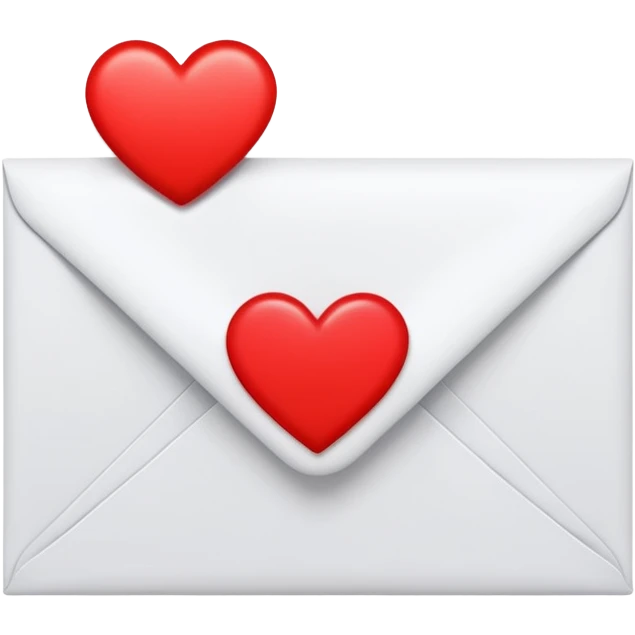 white envelope with a red heart sticker in the center, smooth and clean, minimal details, bright and saturated colors, glossy highlight


 emoji