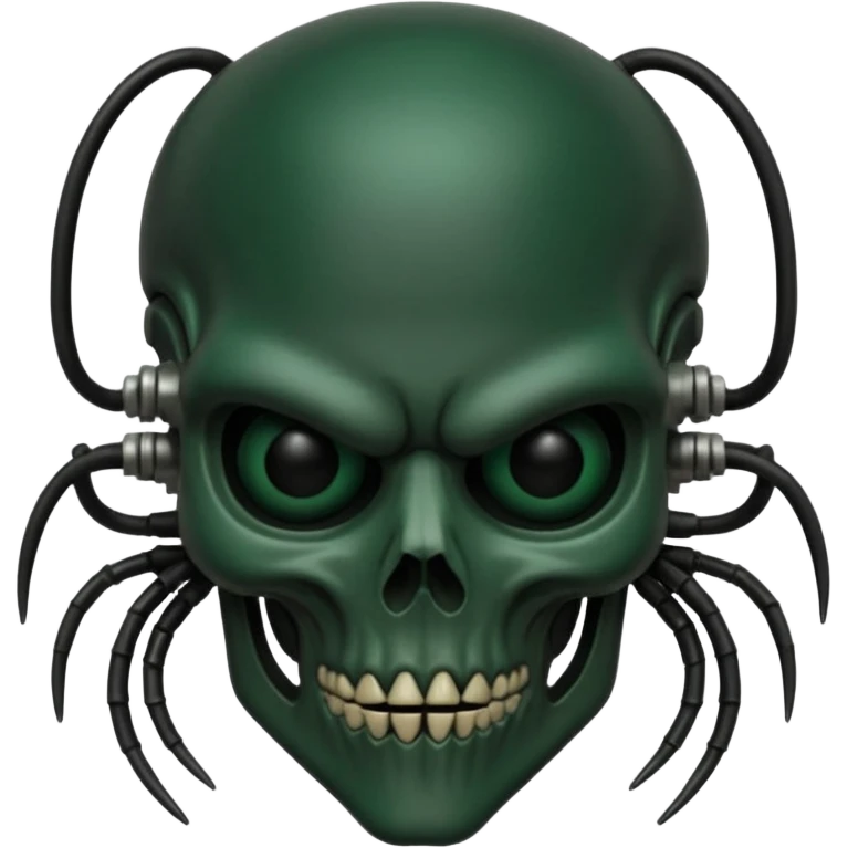 HR giger, wires, dark green, black flesh undead, head. dark bones and skin emoji