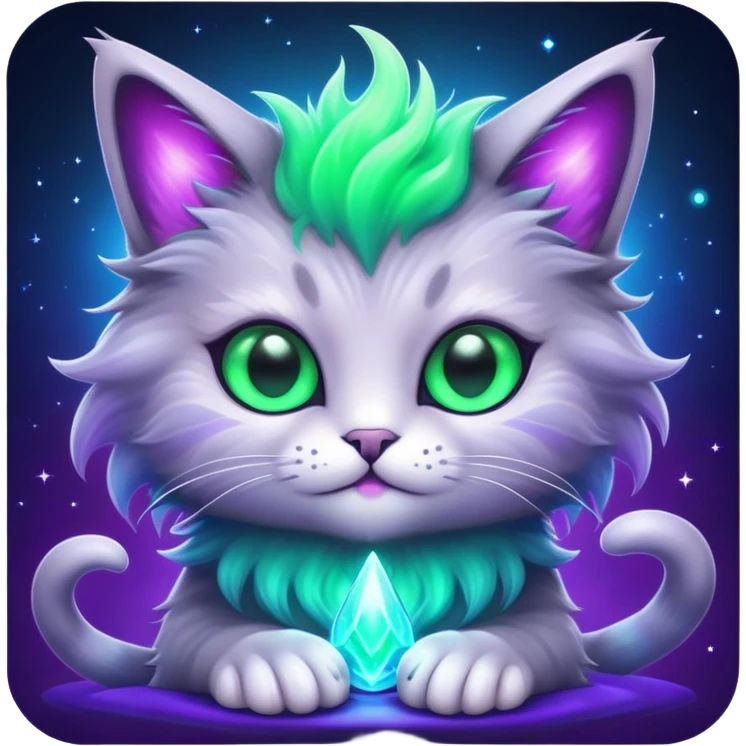 alien cat doing magic with glowing effects emoji