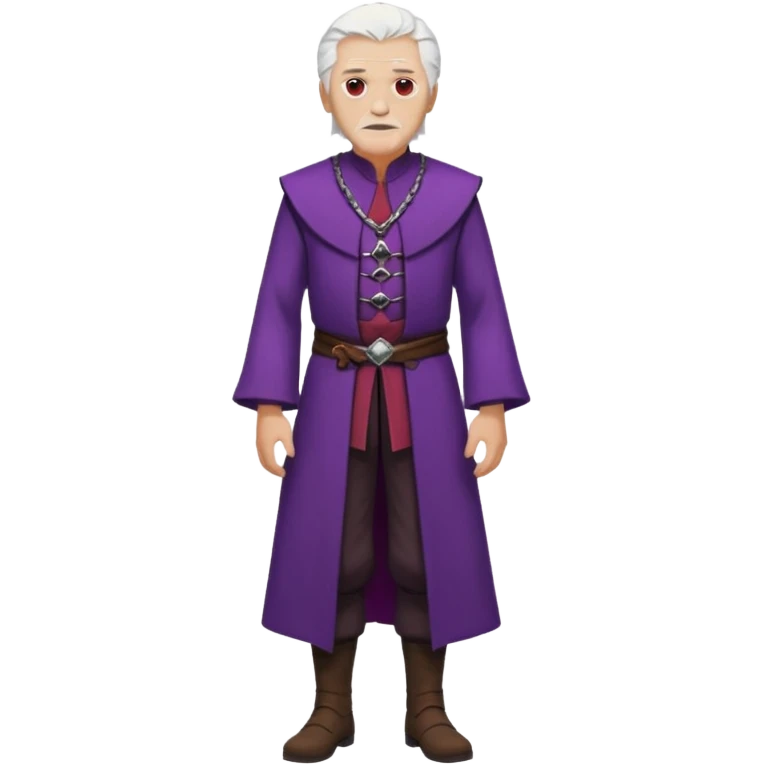a white haired old man with purple eyes standing, full body, in Targaryen themed clothes, clothes aren't purple  emoji