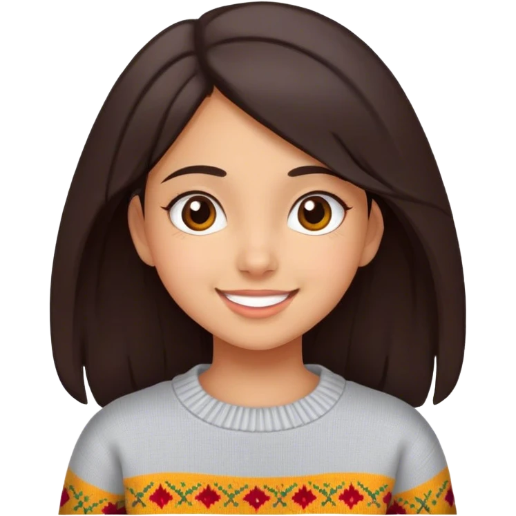 Young latina girl very cheerful, with school sweater emoji