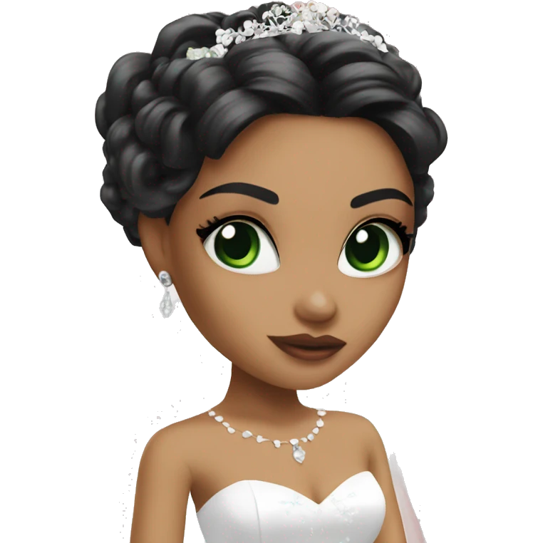 Bratz bride black hair green eyes emoji