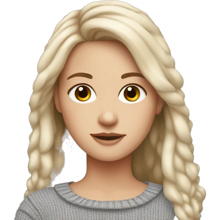 White girl with dark hair wearing sweater  emoji