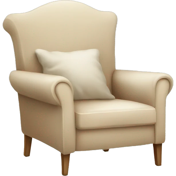 Simple Beige Armchair with blanket and open book on it emoji