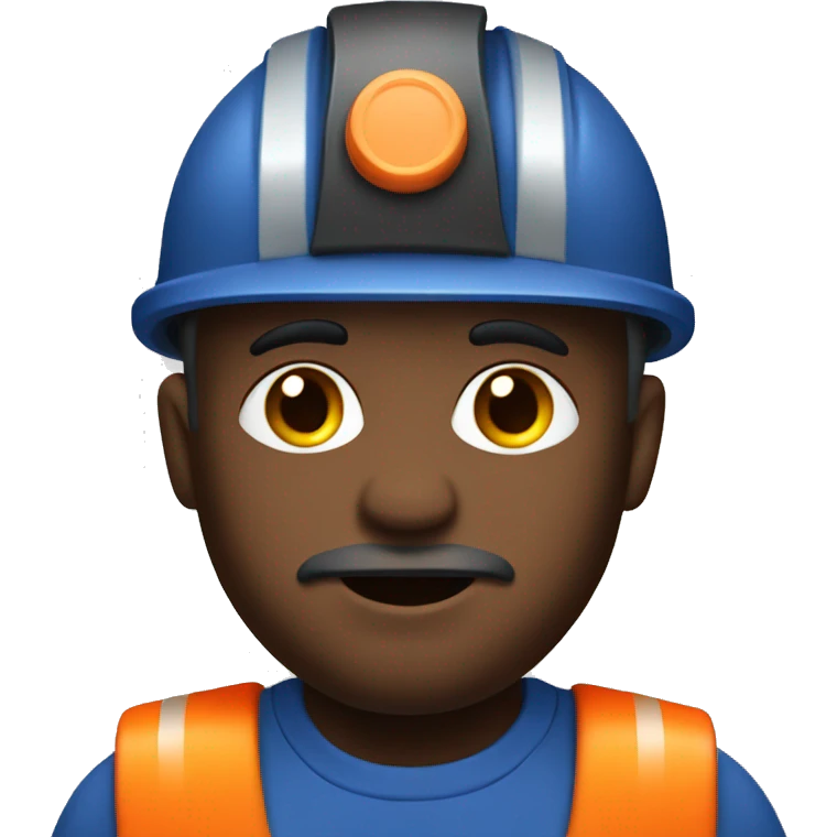 Coal miner wearing orange and blue emoji