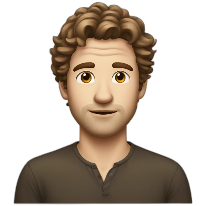 white men with a mole on the cheek, brown messy hair semi-long emoji