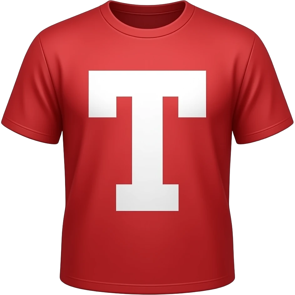 red tshirt with T emoji