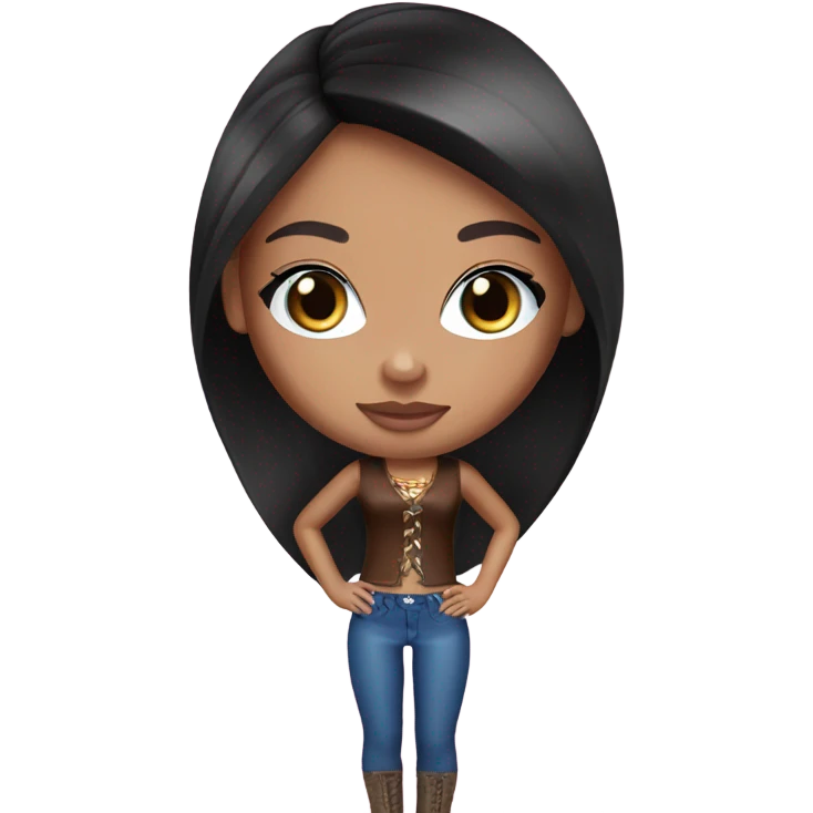 Bratz long dark brown hair and blue eyes  emoji