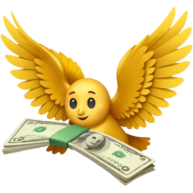 Cash flying away with wings emoji
