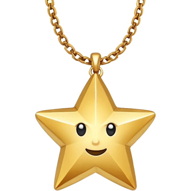 Star charm in necklace – golden star-shaped trinket.
 emoji