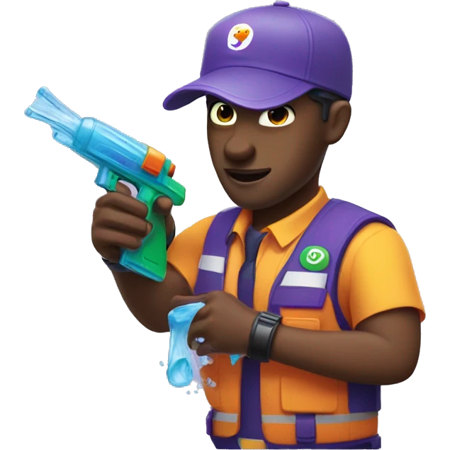 Fedex driver with a water gun emoji