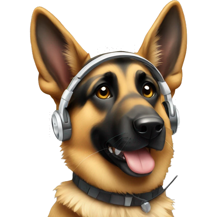 german shepherd dog wearing headphones  emoji