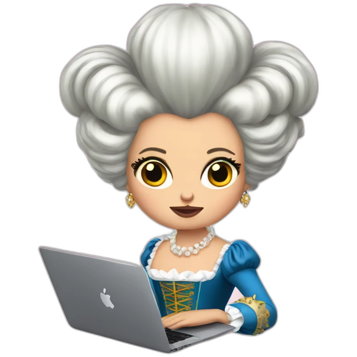 marie antoinette with a macbook looking furious emoji