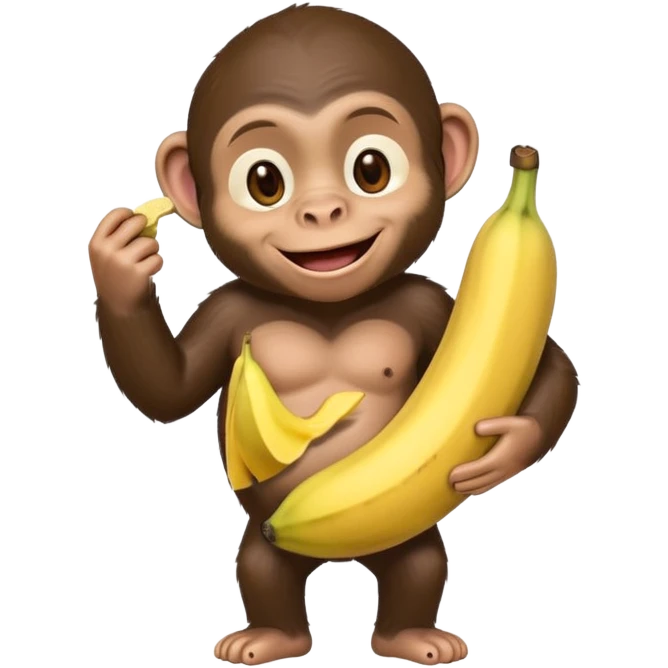 cute emoji of chimpanzee named Chimpanzini Bananaini using a banana as a tool to fix a broken heart emoji