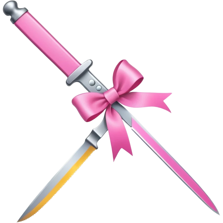 a knife with a pink ribbon bow emoji