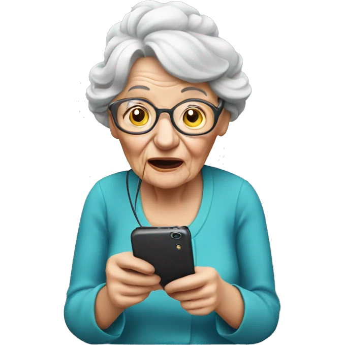 An old lady eating a phone  emoji