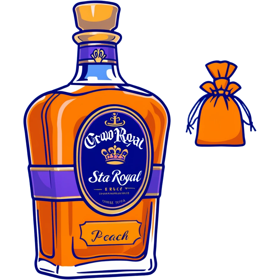 Crown Royal Peach whisky bottle with orange bag emoji