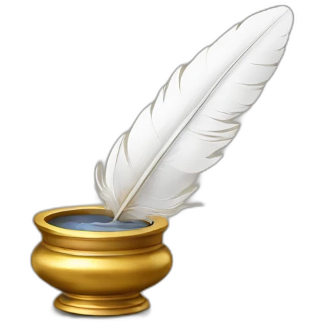 gold inkpot white feather emoji
