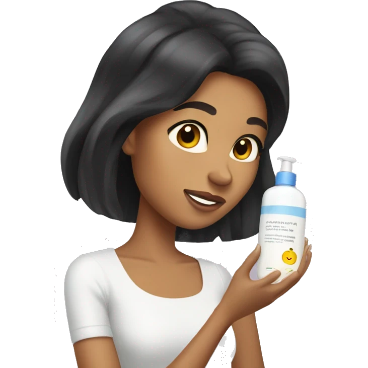 Female with Long Black hair tan skin doing her skin care  emoji