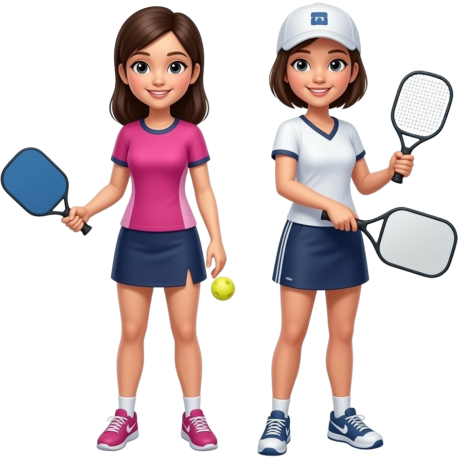 Pickleball asian ladies like this but holding pickleball paddle and all asian, not tennis raquet emoji