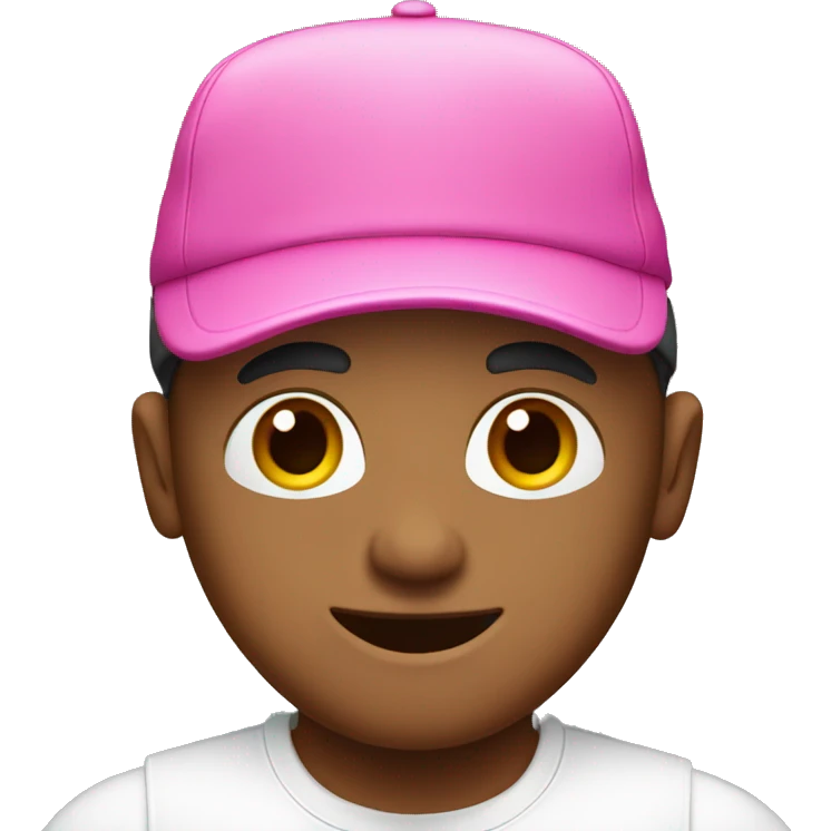 Guy in pink hat and white t-short  emoji