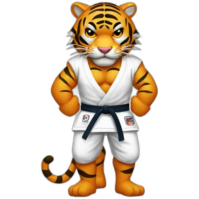 Tiger with evil face   jiu jitsu with his arms crossed emoji