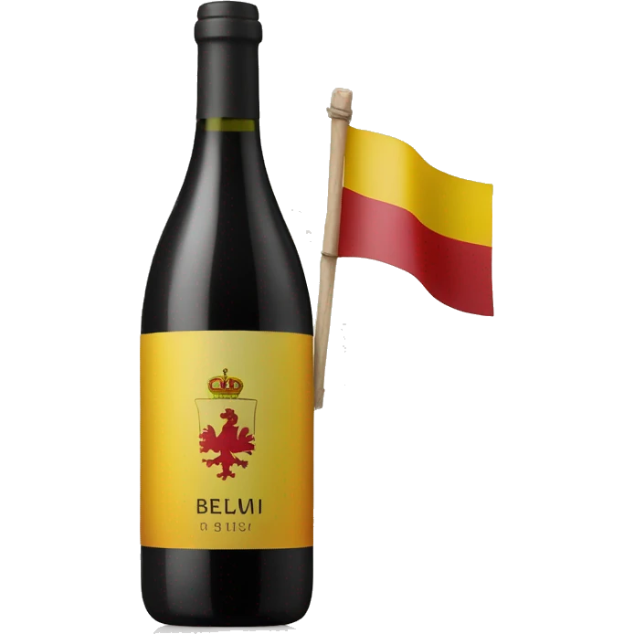 A wine bottle with the Belgium flag on the label emoji