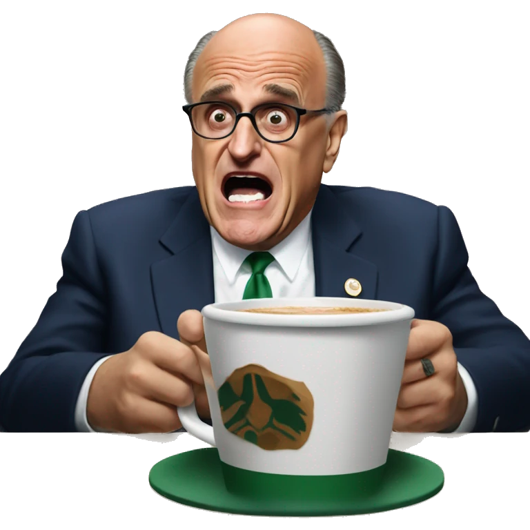 Rudy Giuliani crying with Starbucks emoji