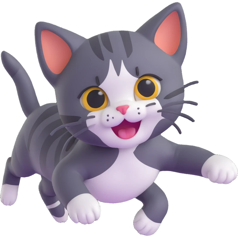 playful kitten pouncing emoji