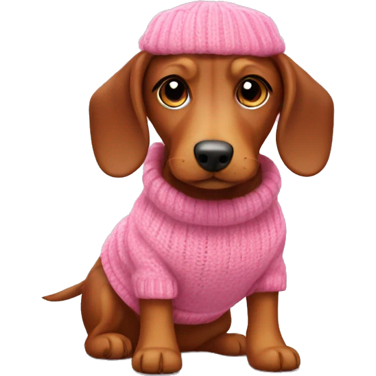 un teckel avec un pull rose  emoji