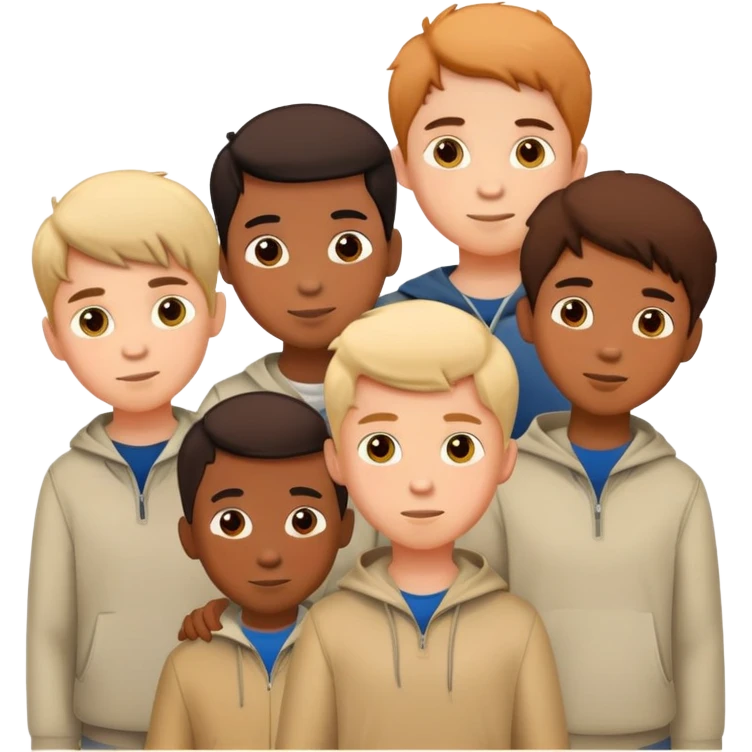 Seven boys standing together as a group emoji
