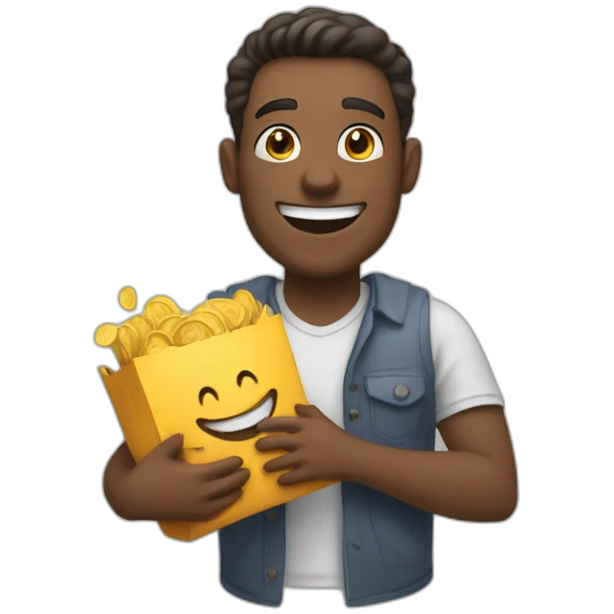 a joyful guy makes a purchase emoji