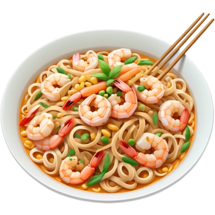 Thai pad thai noodles street food with pastel colors emoji
