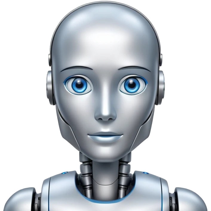 humanoid robot, kind face emoji