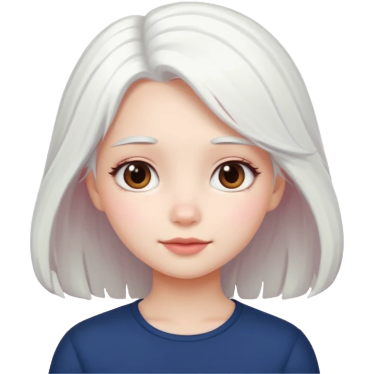 pure white hair, cute girl emoji