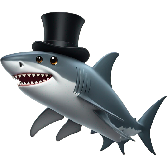 Shark with a top hat emoji