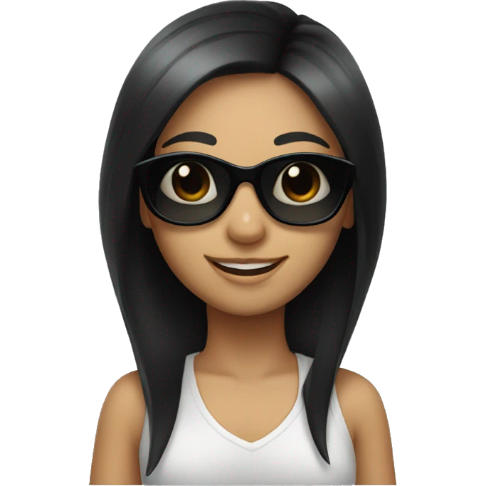 smiling girl with black hair sunglasses  emoji