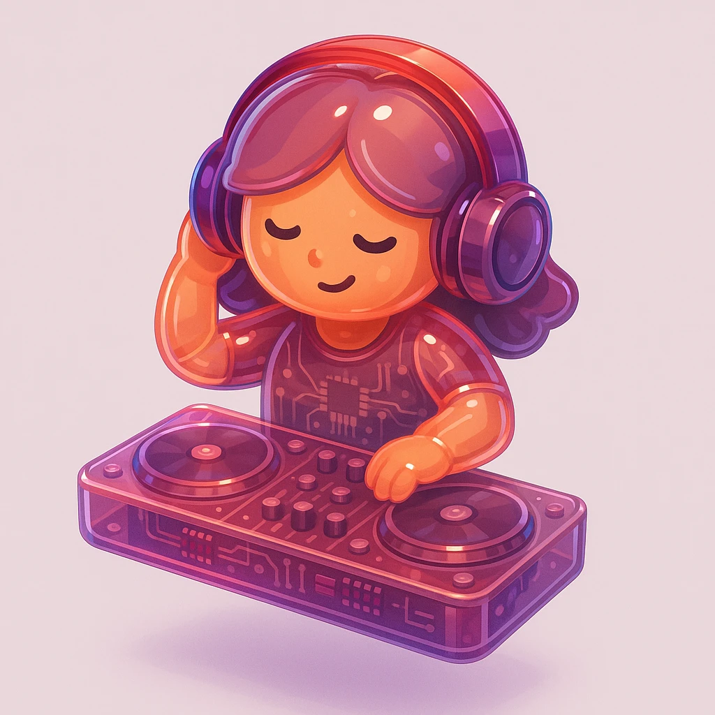 girl playing DJ set emoji