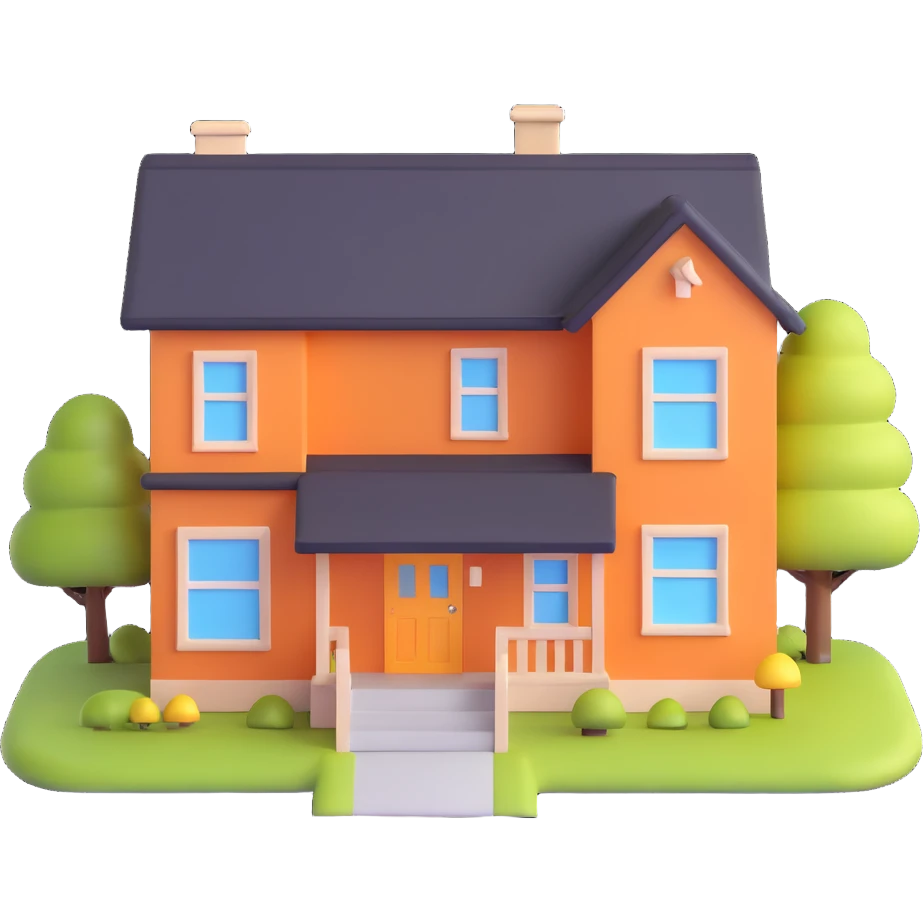 modern family home with a roof and windows emoji