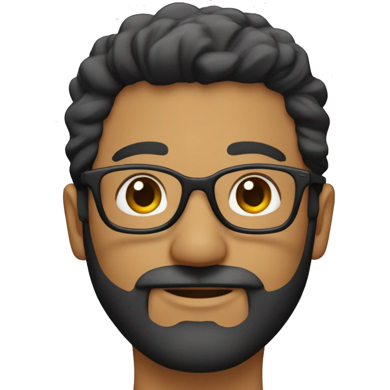 Hombre de 30 años con gafas y barba y pelo corto negro emoji